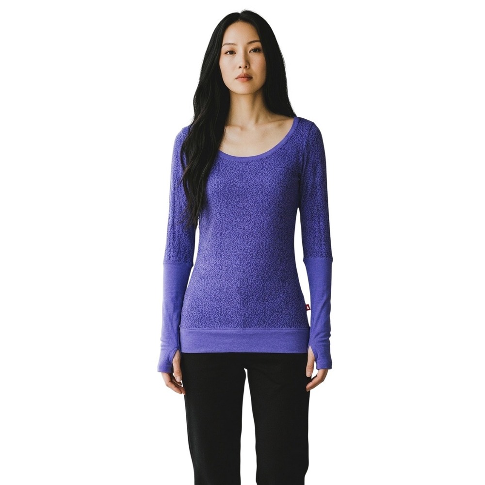Nike Womens Purple Leopard Print Long Sleeve Thumbhole Active‎ Top Medium